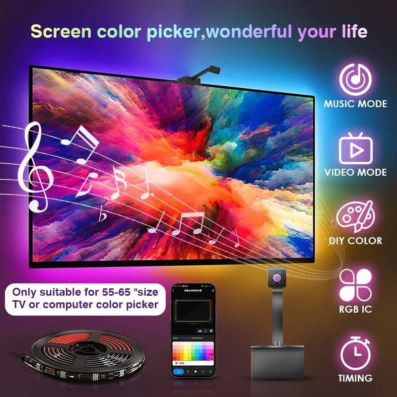 เพลงซิงค์ทีวีแบ็คไลท์สมาร์ทไฟ LED Strip เทปยืดหยุ่น RGBIC APP ควบคุมไฟเปลี่ยนสี Home Party Decor