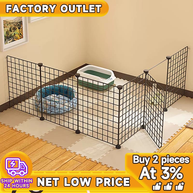 24 แผ่นเหล็ก รั้วกั้นสุนัข คอกกั้นสัตว์ diy กรงสุนัข กรงกระต่าย กรงหมา ประกอบได้หลากหลายรูปทรง